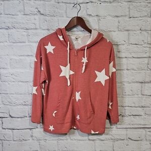 Star Print Pink Hoodie